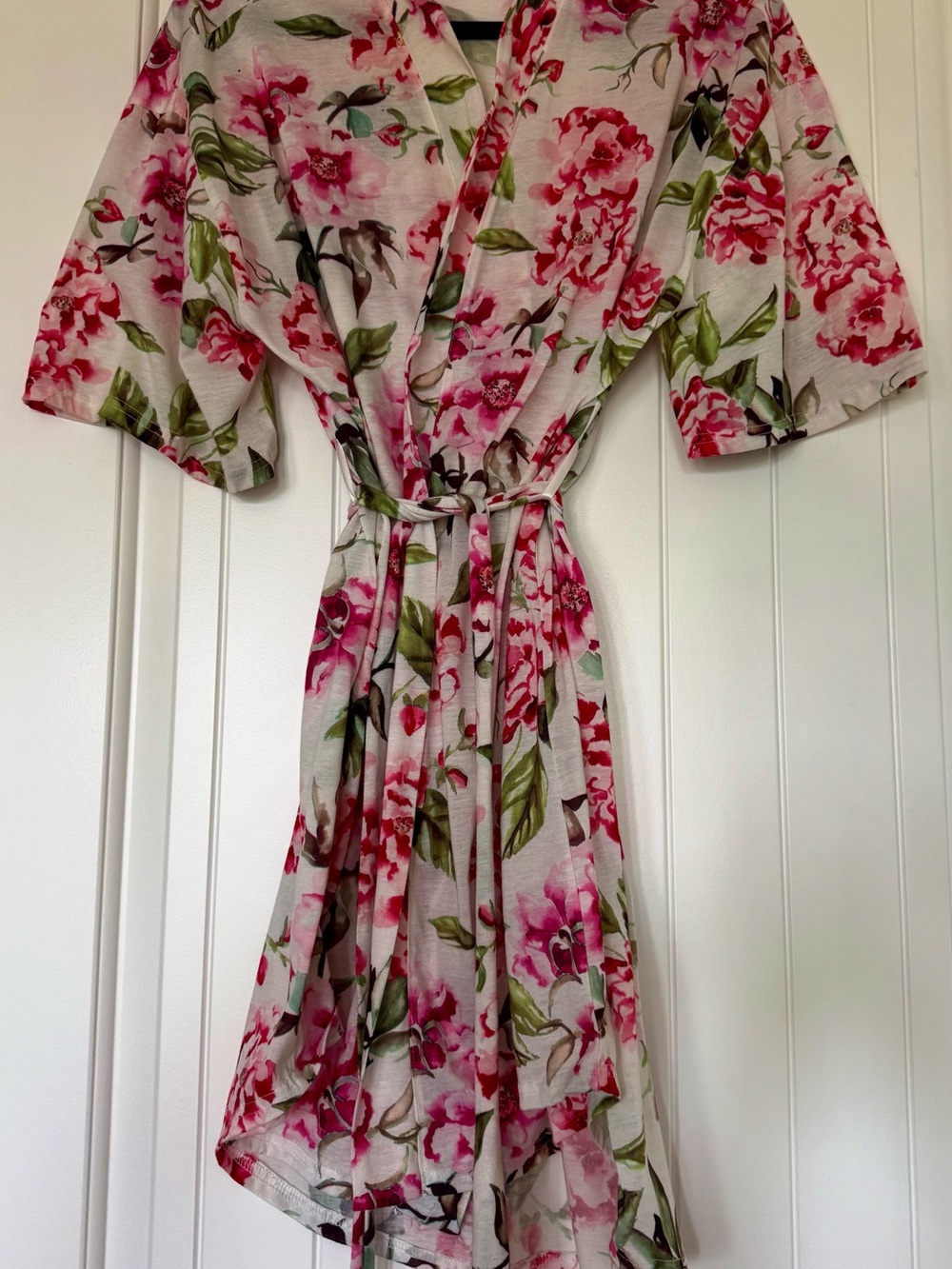 Show me your Mumu- Floral Pink Wrap Robe with Belt